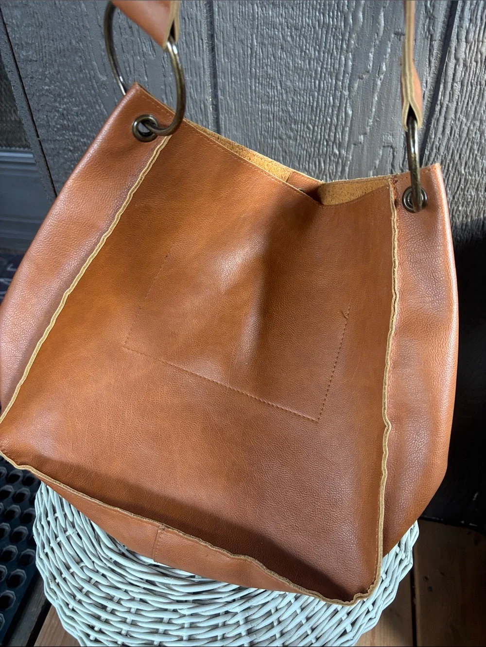 T-Shirt and Jeans Tan Shoulder Bag Tote Bag